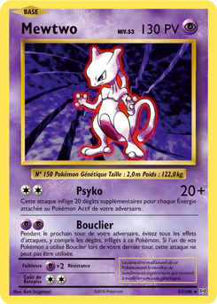 Carte Pokémon Rare Mewtwo 51/108 de la série Évolutions