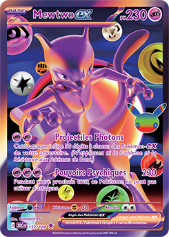 Carte Pokémon Futuriste rare Mewtwo ex 157/128 de la série 30e Anniversaire