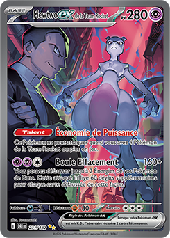 Carte Pokémon Illustration spéciale rare Mewtwo ex de la Team Rocket 231/182 de la série Rivalités Destinées
