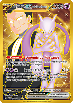 Carte Pokémon Hyper rare Mewtwo ex de la Team Rocket 240/182 de la série Rivalités Destinées