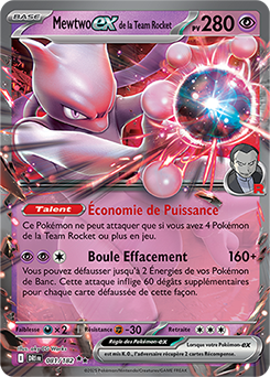 Carte Pokémon Double rare Mewtwo ex de la Team Rocket 81/182 de la série Rivalités Destinées