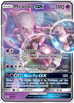 Carte Pokémon Promo Mewtwo GX SM196 de la série Promos Soleil et Lune