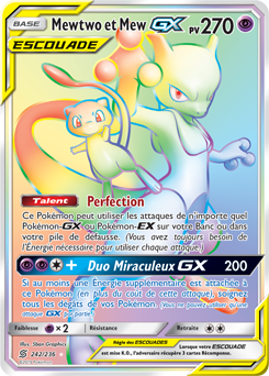 Carte Pokémon Secrète Rainbow GX Mewtwo Mew GX 242/236 de la série Harmonie des Esprits