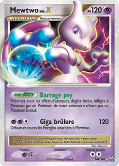 Carte Pokémon Mewtwo NIV.X 144/146 de la série Eveil des Légendes en vente au meilleur prix