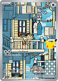 Carte Pokémon Illustration rare Miaouss 144/128 de la série 30e Anniversaire