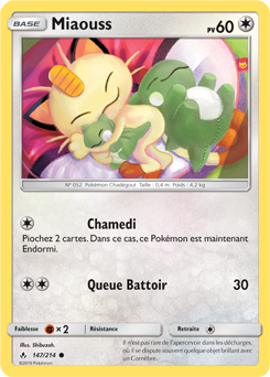 Carte Pokémon Commune Miaouss 147/214 de la série Alliance Infallible