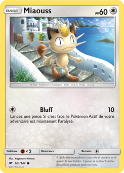 Carte Pokémon Commune Miaouss 101/147 de la série Ombres Ardentes