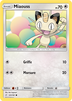 Carte Pokémon Miaouss 125/181 de la série Duo de Choc en vente au meilleur prix