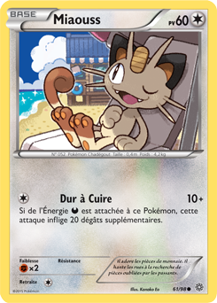 Carte Pokémon Commune Miaouss 61/98 de la série Origines Antiques