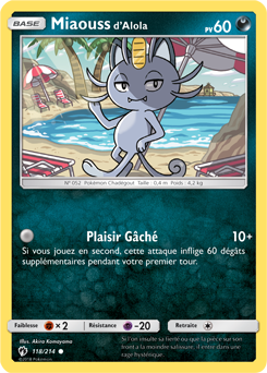 Carte Pokémon Miaouss d'Alola 118/214 de la série Tonnerre Perdu en vente au meilleur prix