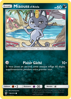 Carte Pokémon Commune Miaouss d'Alola 118/214 de la série Tonnerre Perdu