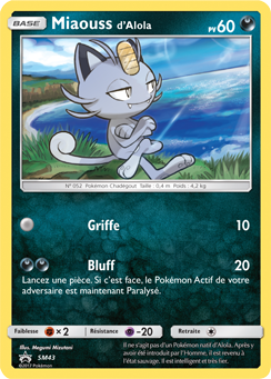 Carte Pokémon Promo Miaouss d'Alola SM43 de la série Promos Soleil et Lune