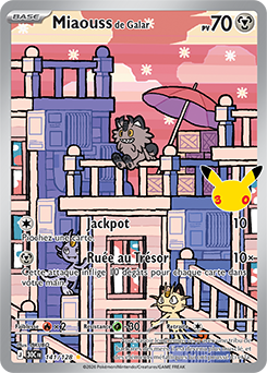 Carte Pokémon Illustration rare Miaouss de Galar 141/128 de la série 30e Anniversaire