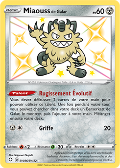 Carte Pokémon Miaouss de Galar SV086/SV122 de la série Destinées Radieuses en vente au meilleur prix