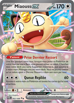 Carte Pokémon Miaouss ex 62/88 de la série Équilibre Parfait en vente au meilleur prix