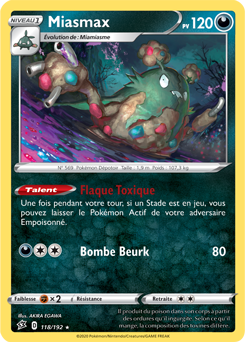 Carte Pokémon Miasmax 118/192 de la série Clash des Rebelles en vente au meilleur prix