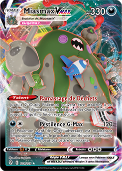 Carte Pokémon Ultra rare VMAX Miasmax VMAX 101/203 de la série Évolution Céleste