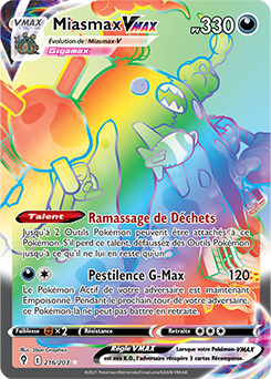 Carte Pokémon Rainbow VMAX Miasmax VMAX 216/203 de la série Évolution Céleste