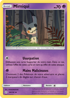 Carte Pokémon Mimiqui 96/236 de la série Éclipse Cosmique en vente au meilleur prix