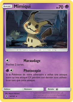 Carte Pokémon Holographique Rare Mimiqui 58/145 de la série Gardiens Ascendants