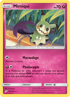 Carte Pokémon Rare Mimiqui 112/181 de la série Duo de Choc