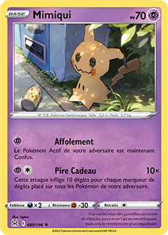 Carte Pokémon Rare Mimiqui 080/196 de la série Origine Perdue