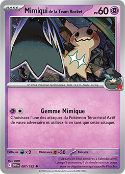 Carte Pokémon Peu commune Mimiqui de la Team Rocket 87/182 de la série Rivalités Destinées