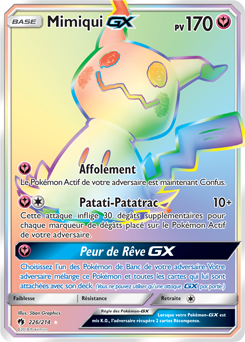 Carte Pokémon Mimiqui GX 226/214 de la série Tonnerre Perdu en vente au meilleur prix