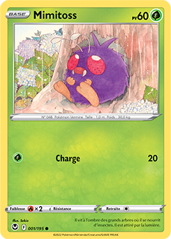 Carte Pokémon Communes Mimitoss 001/195 de la série Tempête Argentée