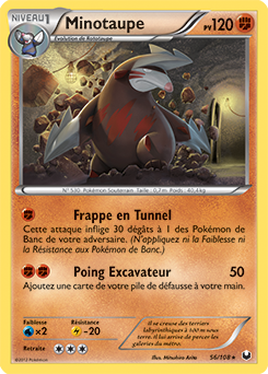 Carte Pokémon Rare Minotaupe 56/108 de la série Explorateurs Obscurs