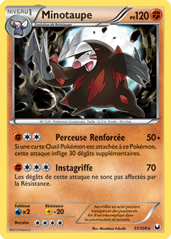 Carte Pokémon Rare Minotaupe 57/108 de la série Explorateurs Obscurs