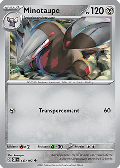 Carte Pokémon Peu commune Minotaupe 147/197 de la série Flammes Obsidiennes