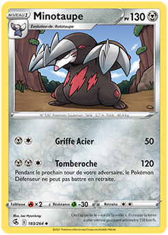 Carte Pokémon Peu commune Minotaupe 183/264 de la série Poing de Fusion