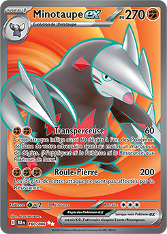 Carte Pokémon Ultra rare Minotaupe ex 160/86 de la série Foudre Noire