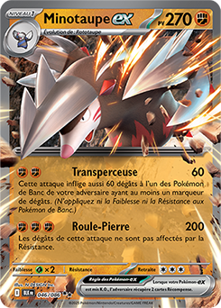 Carte Pokémon Double rare Minotaupe ex 46/86 de la série Foudre Noire