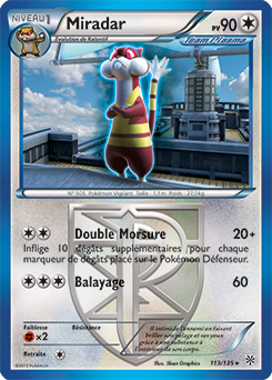 Carte Pokémon Rare Miradar 113/135 de la série Tempête Plasma