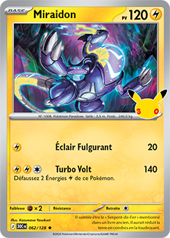Carte Pokémon Rare Miraidon 062/128 de la série 30e Anniversaire