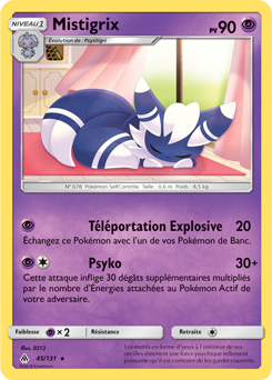 Carte Pokémon Rare Mistigrix 45/131 de la série Lumière Interdite
