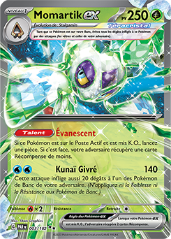 Carte Pokémon Double rare Momartik ex 3/182 de la série Faille Paradoxe