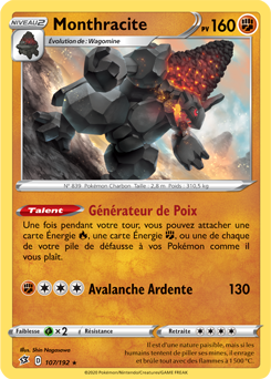 Carte Pokémon Holographique rare Monthracite 107/192 de la série Clash des Rebelles