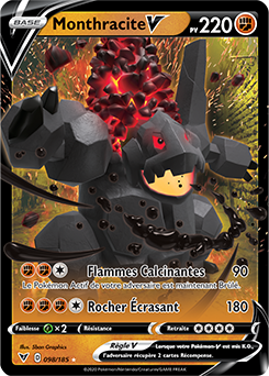 Carte Pokémon Ultra rare V Monthracite V 098/185 de la série Voltage Éclatant