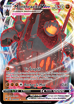 Carte Pokémon Ultra rare VMAX Monthracite VMAX 099/185 de la série Voltage Éclatant