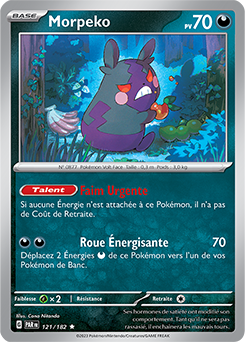 Carte Pokémon Rare Morpeko 121/182 de la série Faille Paradoxe