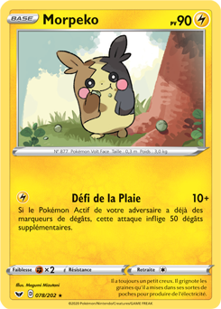 Carte Pokémon Rare Morpeko 78/202 de la série Épée et Bouclier