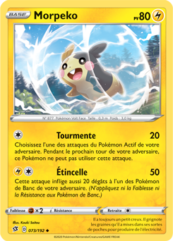 Carte Pokémon Peu commune Morpeko 73/192 de la série Clash des Rebelles