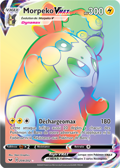 Carte Pokémon Morpeko VMAX 204/202 de la série Épée et Bouclier en vente au meilleur prix