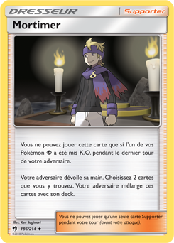 Carte Pokémon Peu commune Mortimer 186/214 de la série Tonnerre Perdu