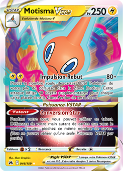 Carte Pokémon Ultra rare VSTAR Motisma VSTAR 046/159 de la série Zénith Suprême