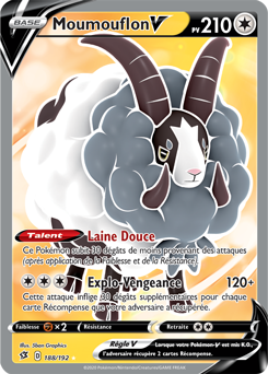 Carte Pokémon Moumouflon V 188/192 de la série Clash des Rebelles en vente au meilleur prix