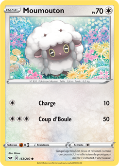 Carte Pokémon Commune Moumouton 153/202 de la série Épée et Bouclier